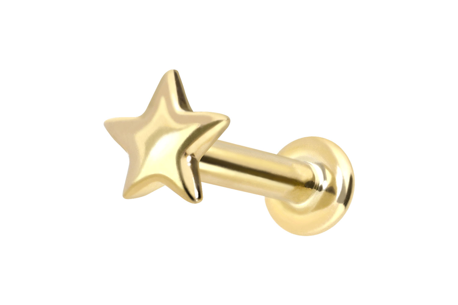 14 Karat Gold Labret Piercing mit Push Fit STERN